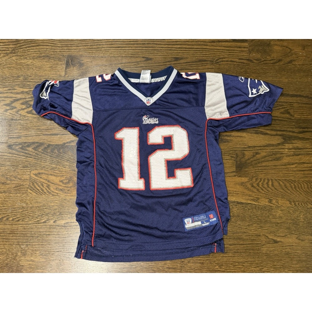 Reebok NFL New England Patriots Tom Brady Jersey Navy kids Youth Large